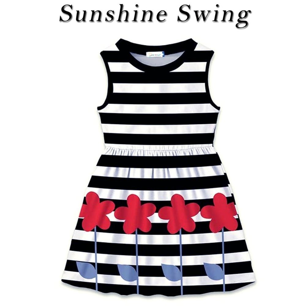 Sunshine Swing Striped Floral Dress Size 7